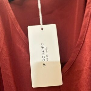 Bloomchic size 18-20 muted red smocked waist 
V-neck dress